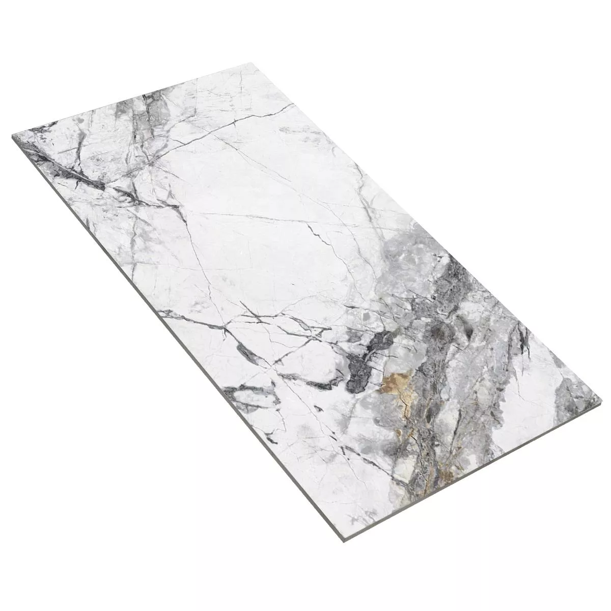 Floor Tiles Montacino Marble Optic Blanc Grey Polished Glossy 60x120cm