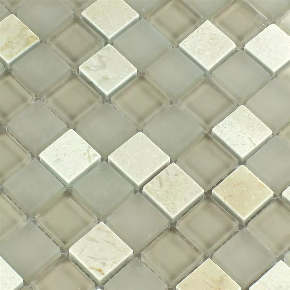 Mosaikkfliser Glass Marmor Barbuda Krem 23x23x8mm