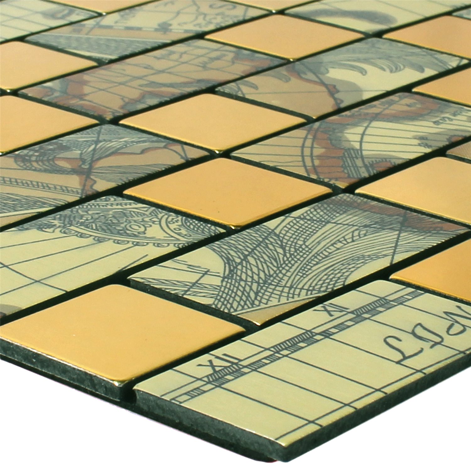 Mosaic Tiles Metal Self Adhesive Pinta  Gold Rectangle