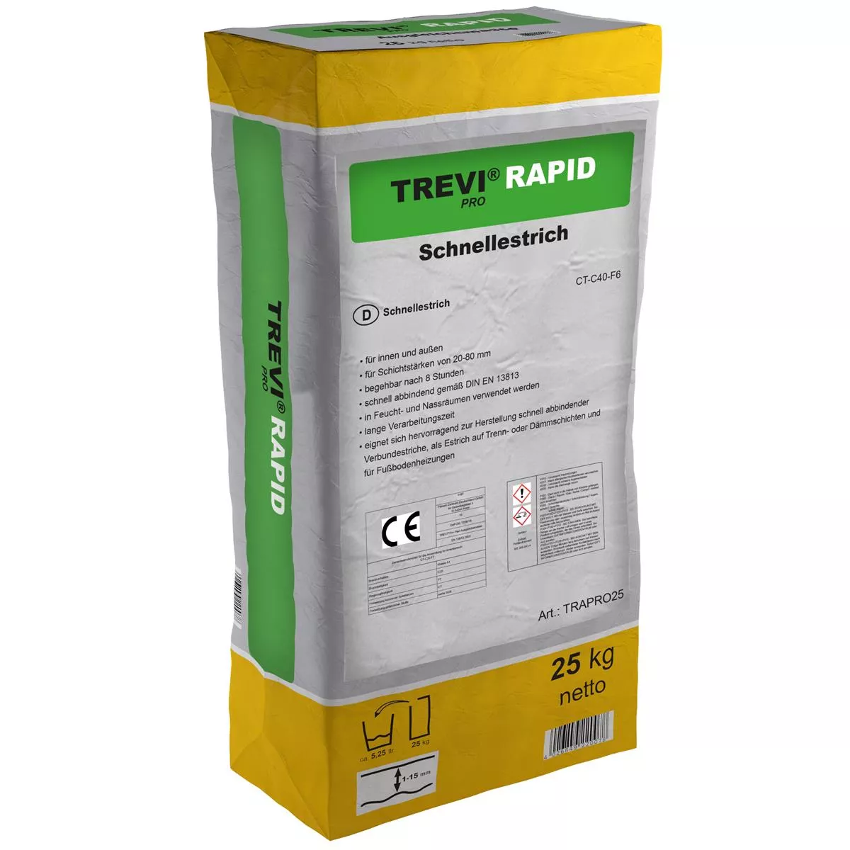 Trevi Pro Rapid snel uithardende cementdekvloer (25KG)