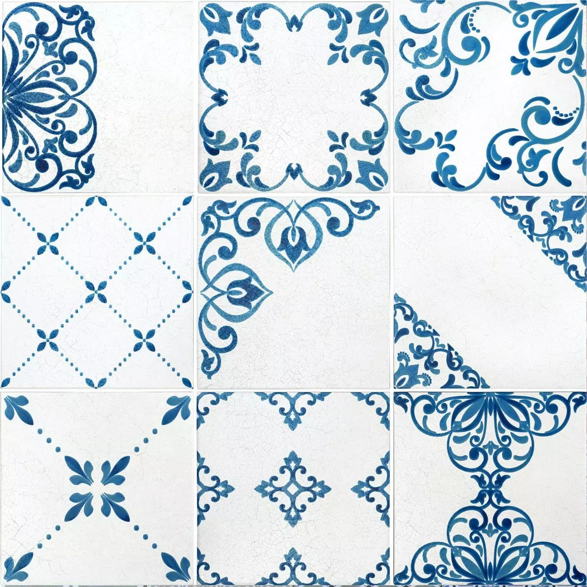 Mønster Gulvfliser Talia Retro Utseende Blå 18,5x18,5cm