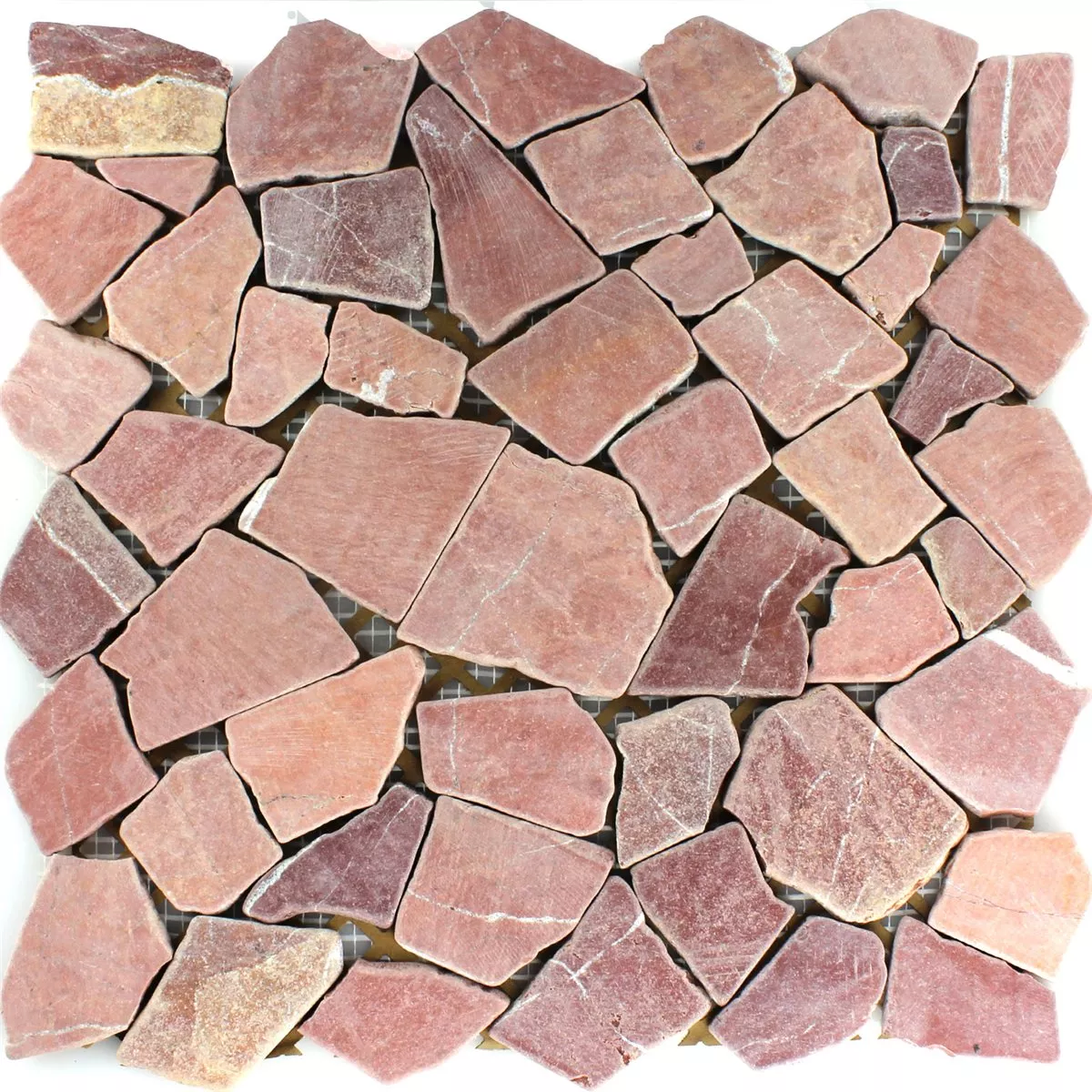 Model din Plăci De Mozaic Fractură De Marmură Rosso Palermo