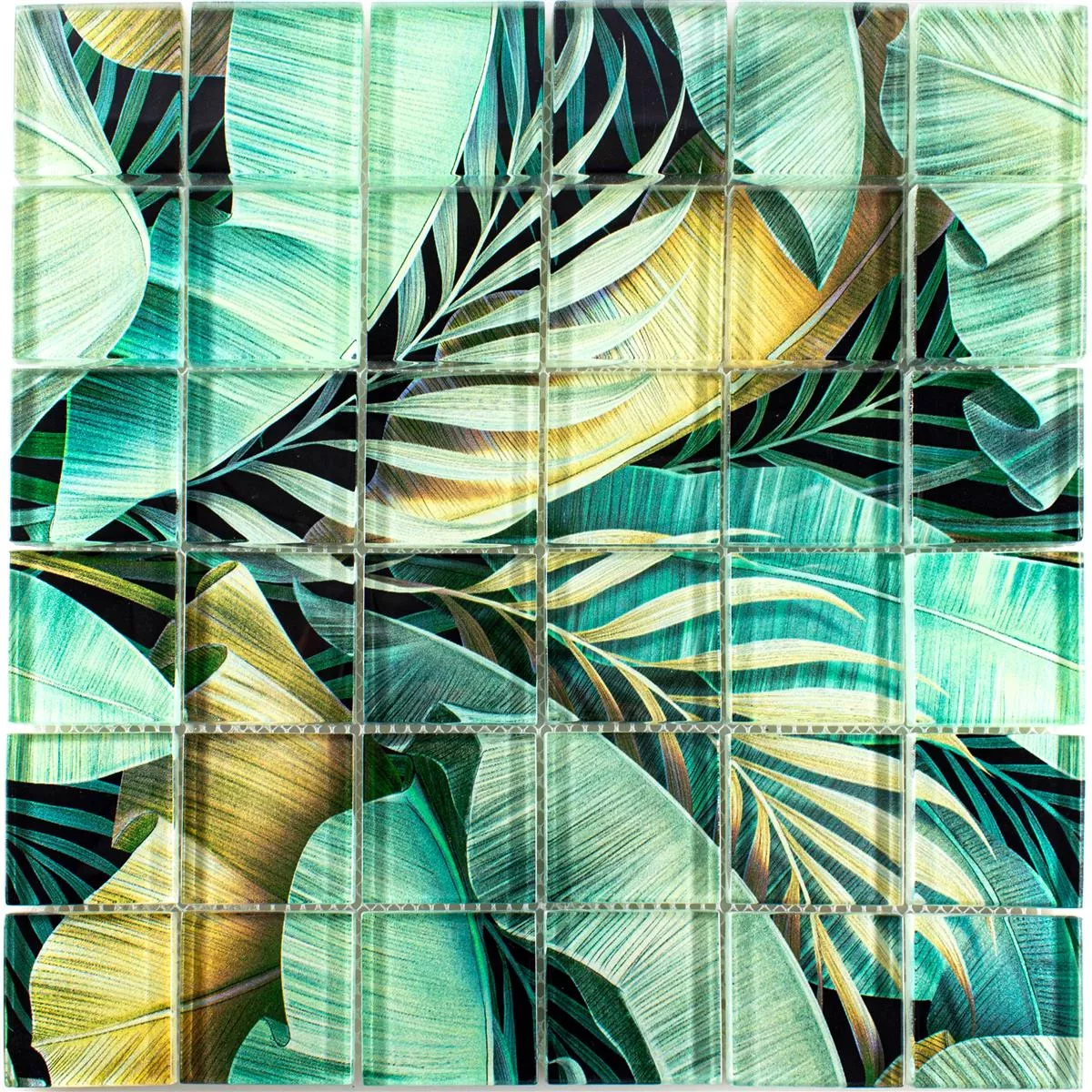 Mozaic De Sticlă Gresie Pittsburg Optica Florilor Verde Maro