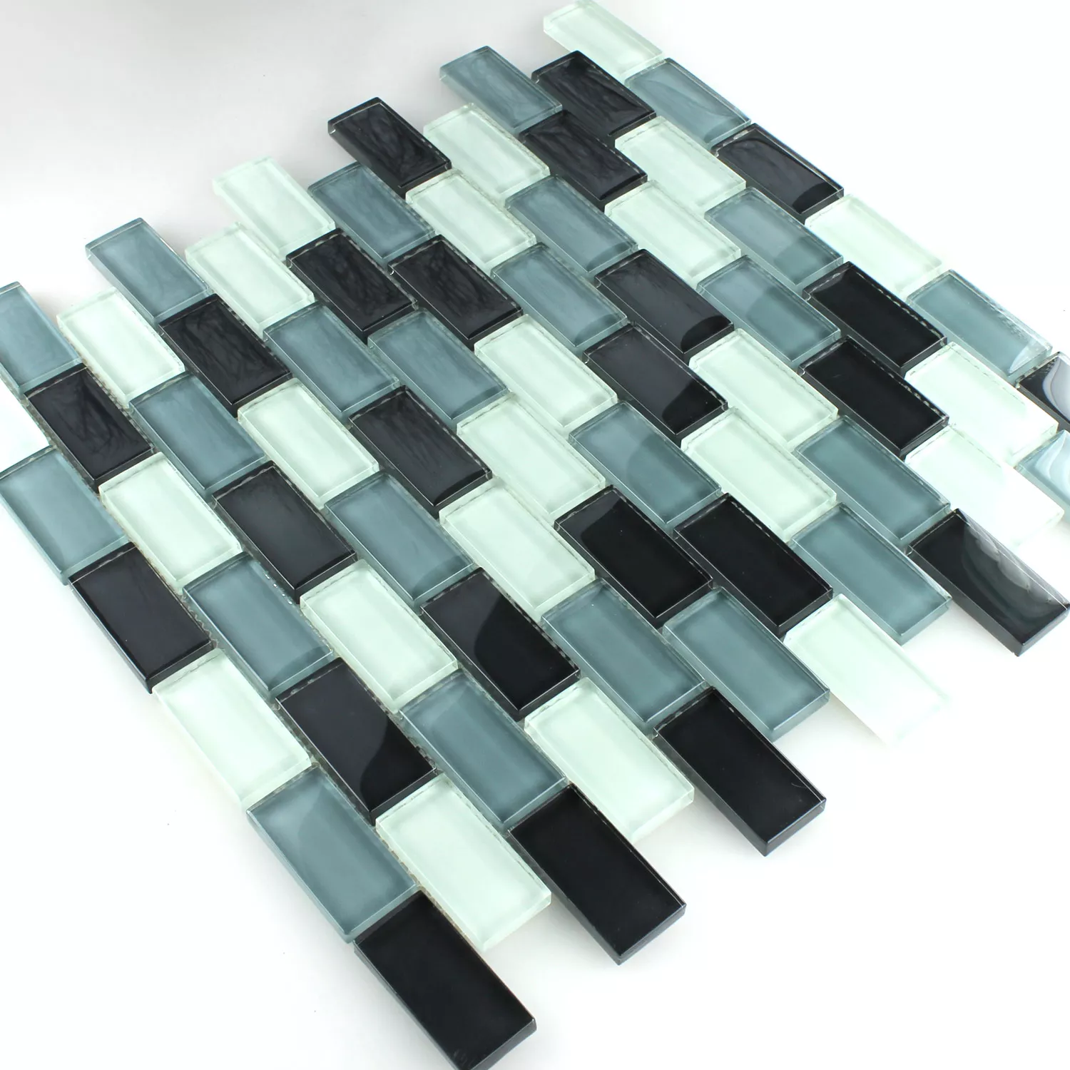 Mozaik Csempe Üveg Kristály Brick Szürke Mix