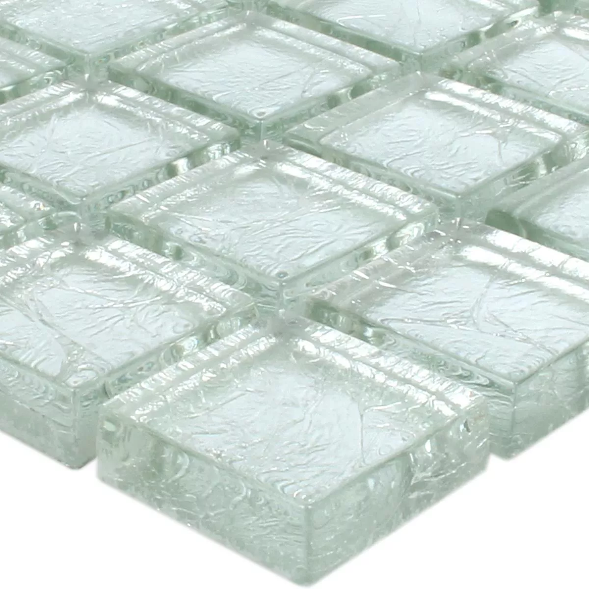 Muster von Mosaikfliesen Glas Lucca Silber 23x23x8mm
