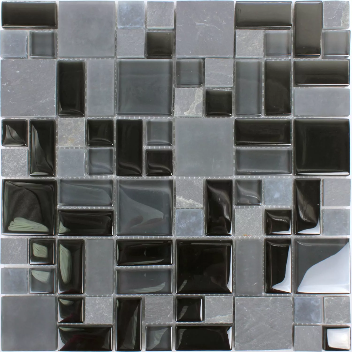 Mosaikkfliser Apollo Naturstein Glassblanding Svart