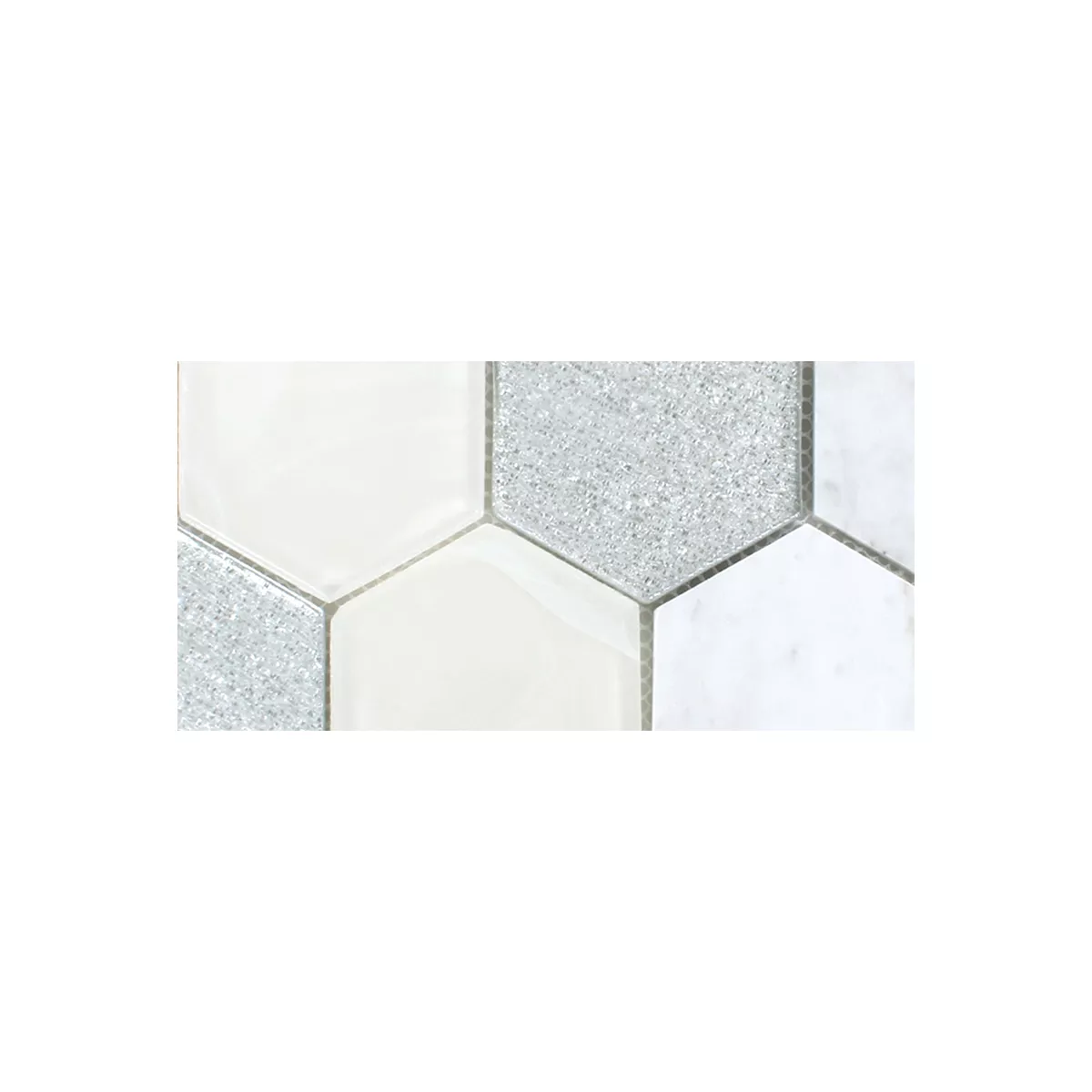 Prøve Mosaik Fliser Hexagon Lipari Sølv Gra