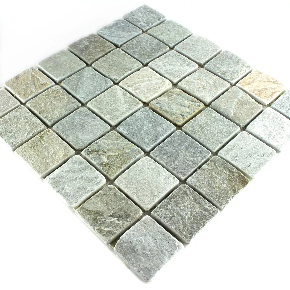 Mosaikfliesen Quarzit Beige Grau 48x48mm