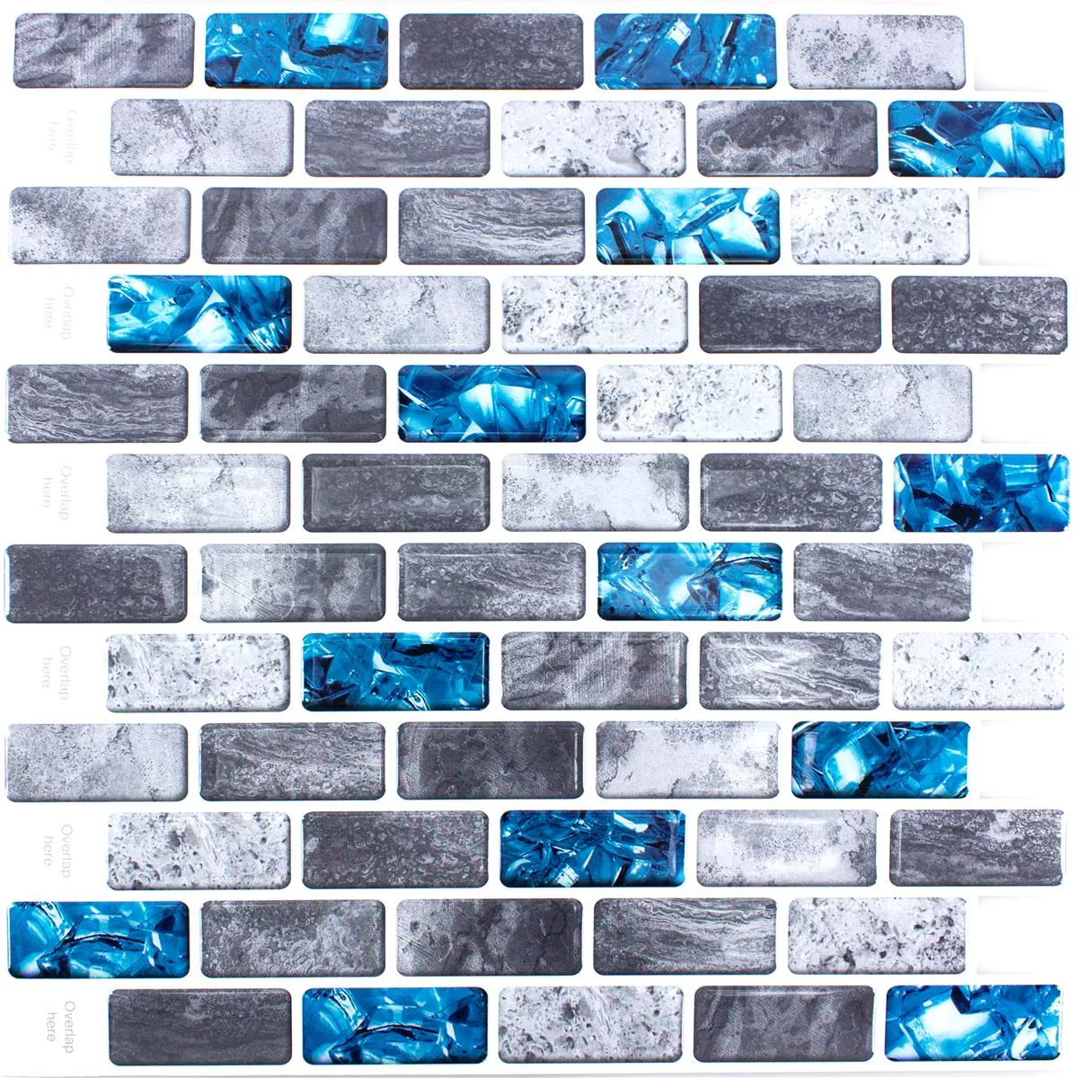 Vinilo Azulejos De Mosaico Belleza Azul Gris Autoadhesivo