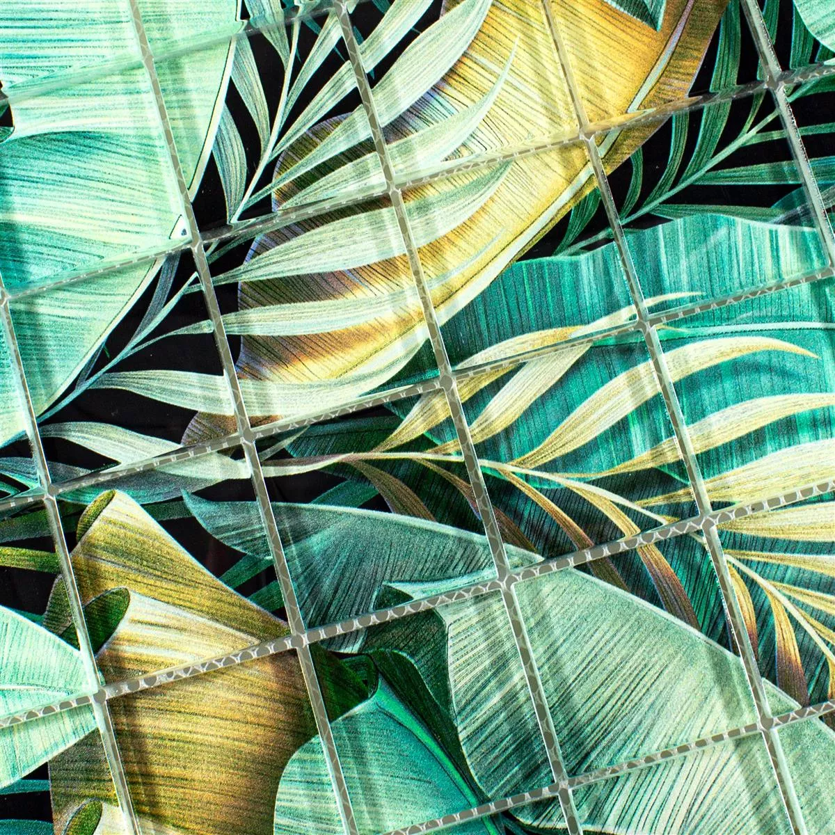 Vzorek Skleněná Mozaika Dlaždice Pittsburg Květinová Optika Zelená Hnědá