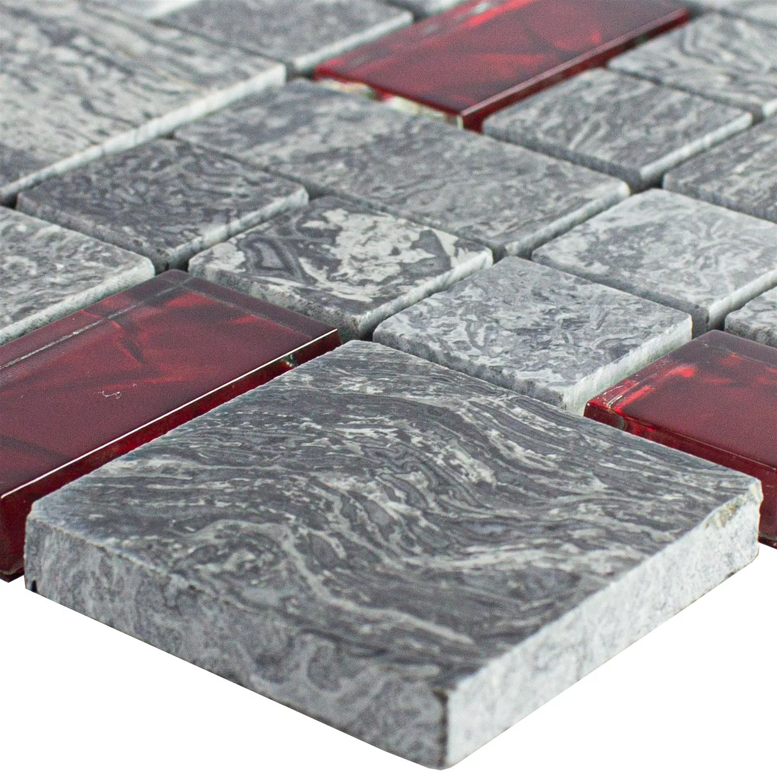 Glass Mosaic Natural Stone Tiles Manavgat Grey Red 2 Mix