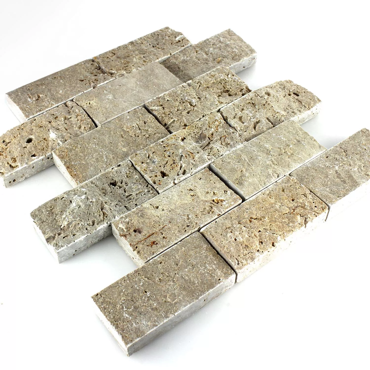 Mosaiikki Laatat Luonnonkivi 3D Sumba Noce Brick