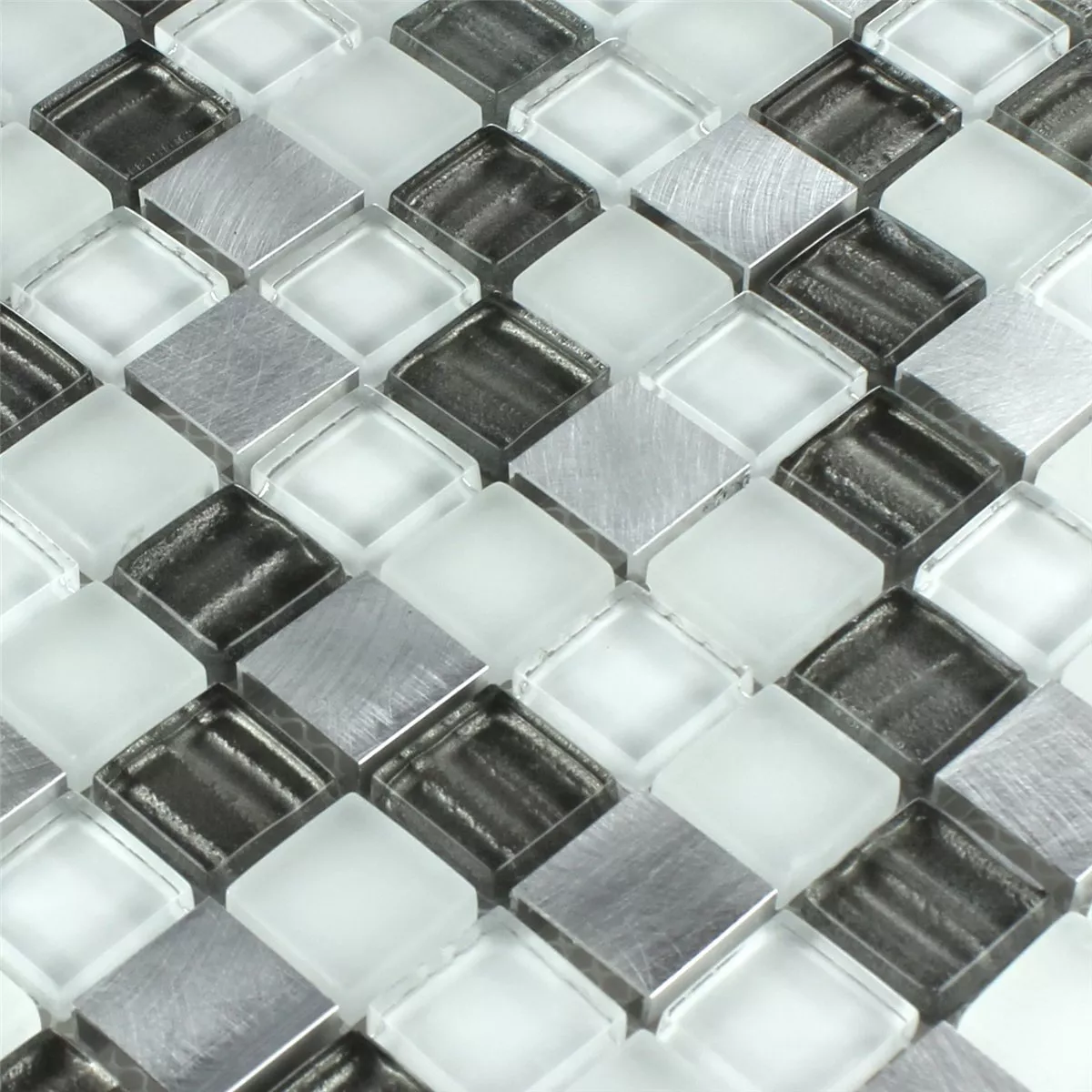Azulejo Mosaico Vidro Alumínio Prata Cinza