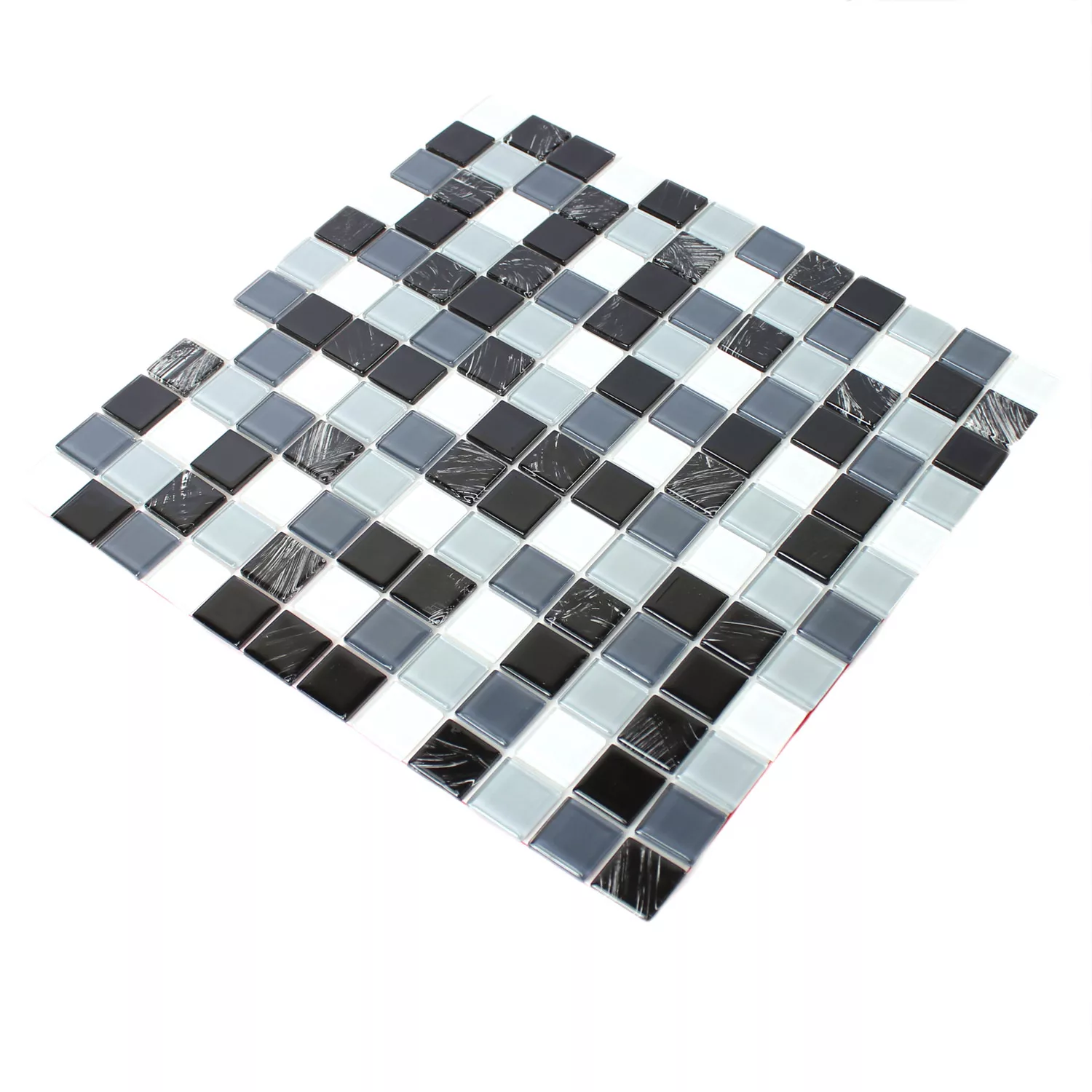 Autoadeziv Mozaic De Sticlă Negru Gri