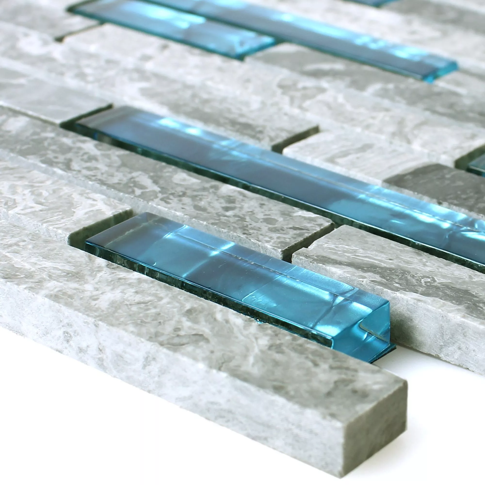 Échantillon Mosaïque Verre Carreaux Pierre Naturelle Sinop Gris Bleu