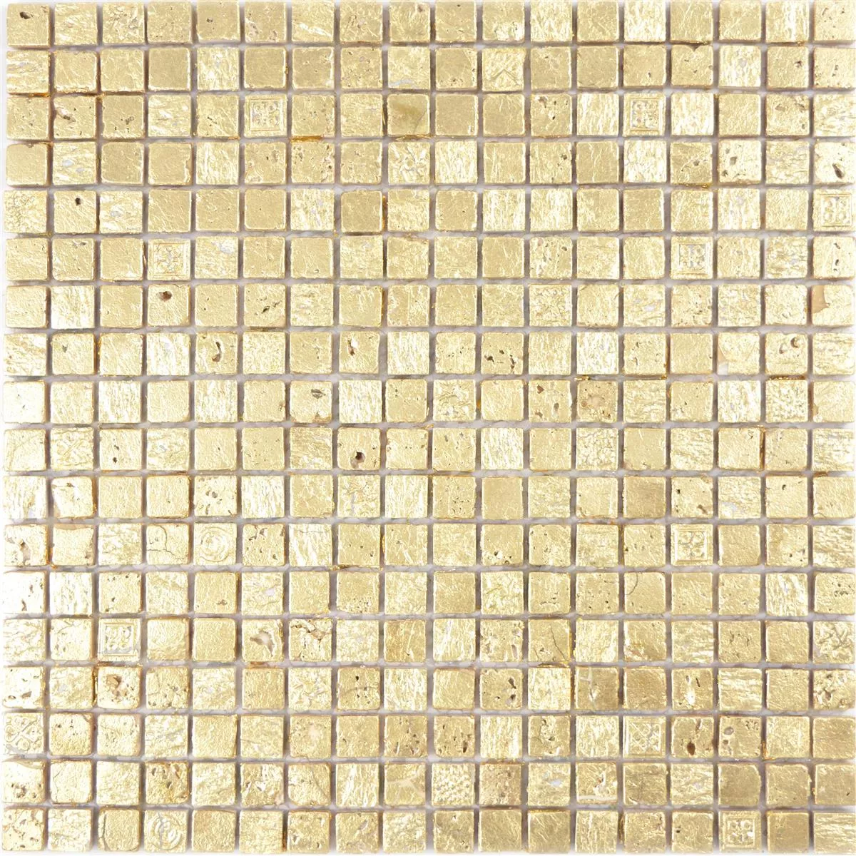 Sample Natural Stone Resin Mosaic Tiles Lucky Gold