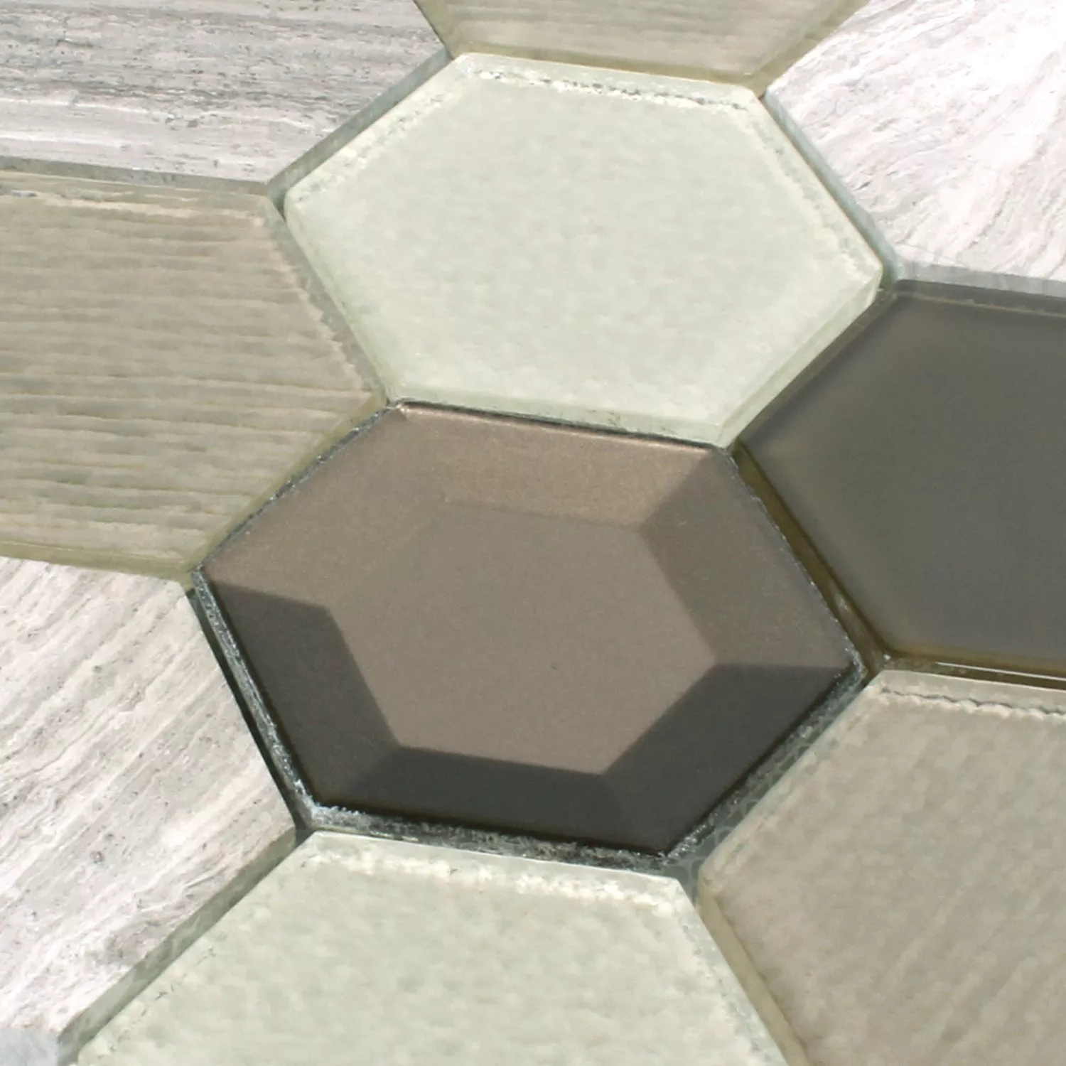 Mozaik Csempe Concrete Üveg Természetes Kő 3D Bézs