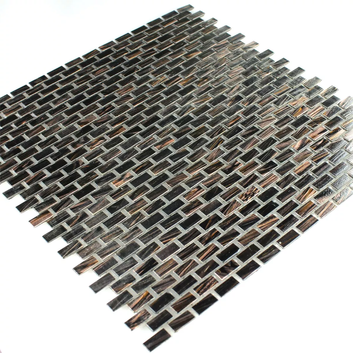 Mosaico De Vidro Goldstar Marrom Mini Brick