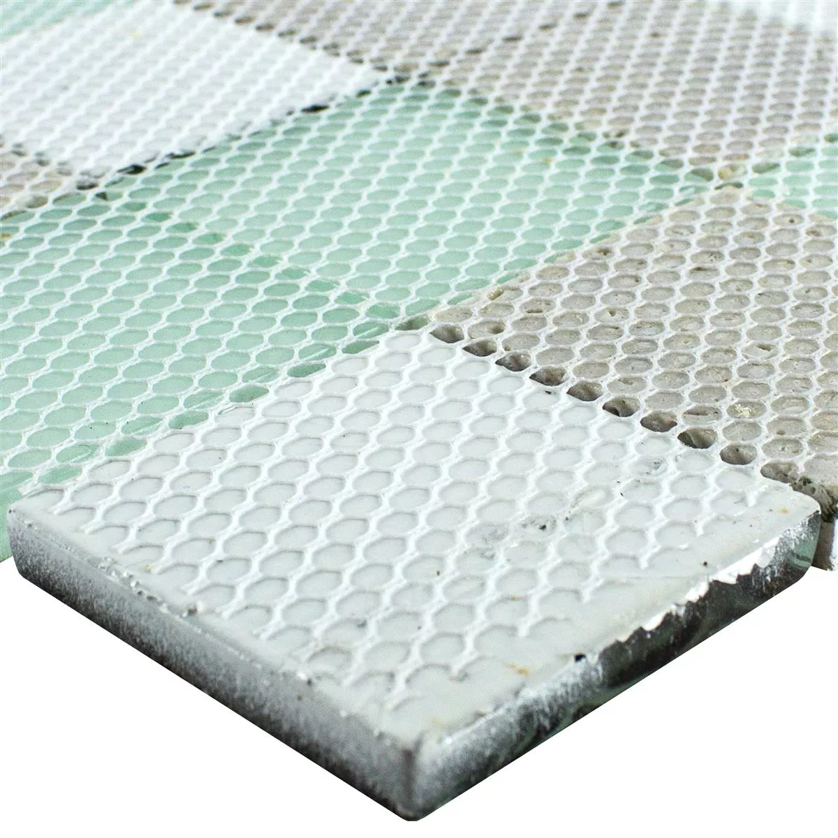Mozaiki Szklana Płytki Wygląd Drewna Howland Beżowy Zielony Q48