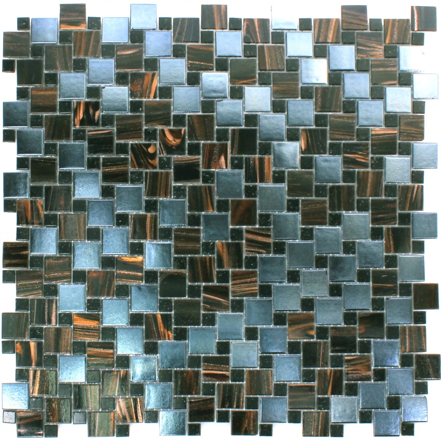 Vzorek Mozaiková Dlaždice Sklo Tahiti Hnědá Metallic