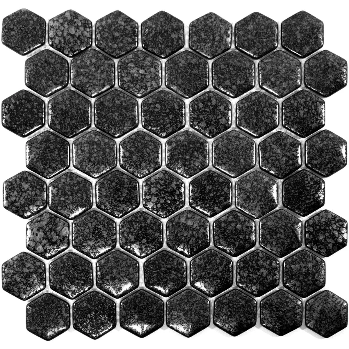Glass Mosaic Tiles Leopard Hexagon 3D Grey