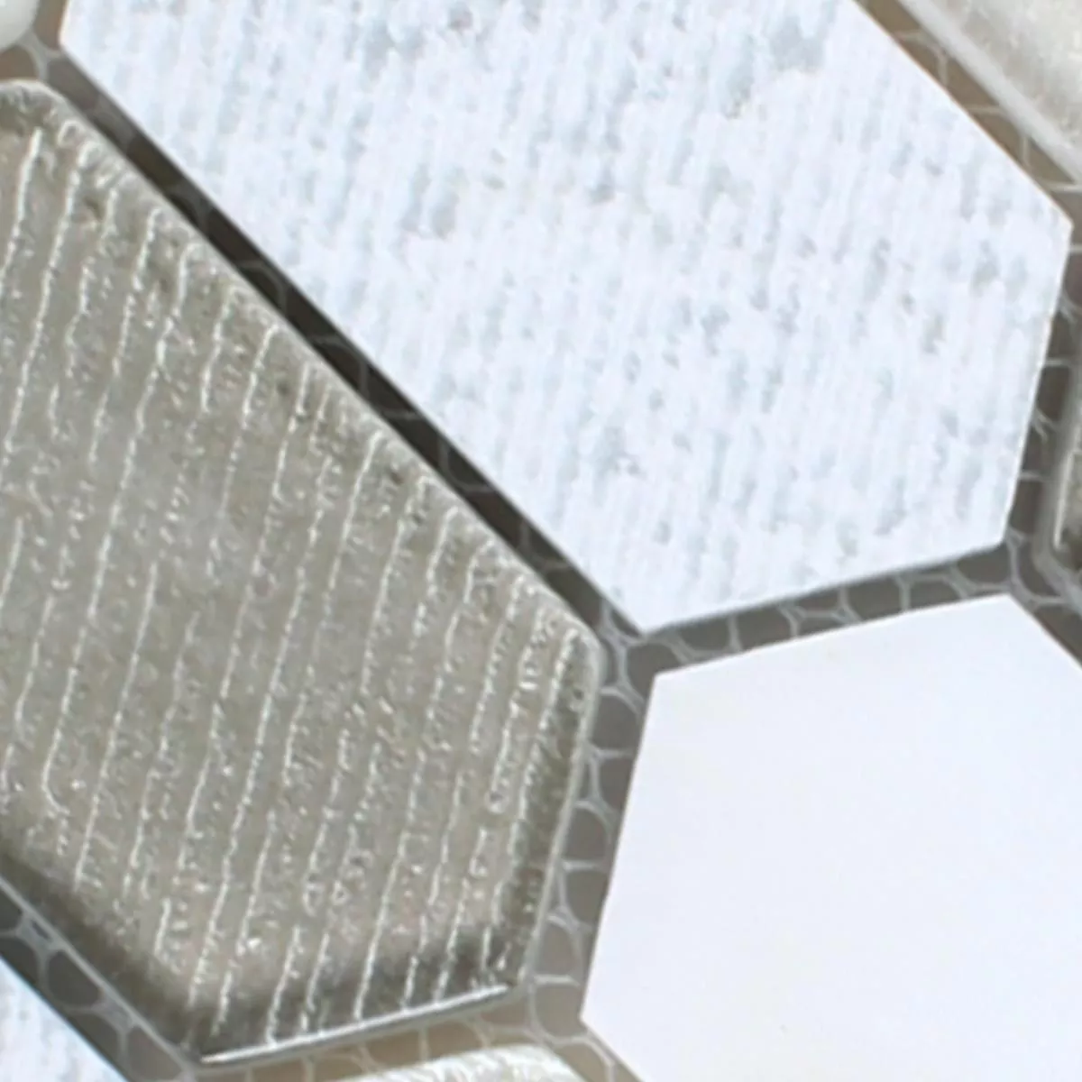 Model din Plăci De Mozaic Februata Hexagon Alb Bej Gri