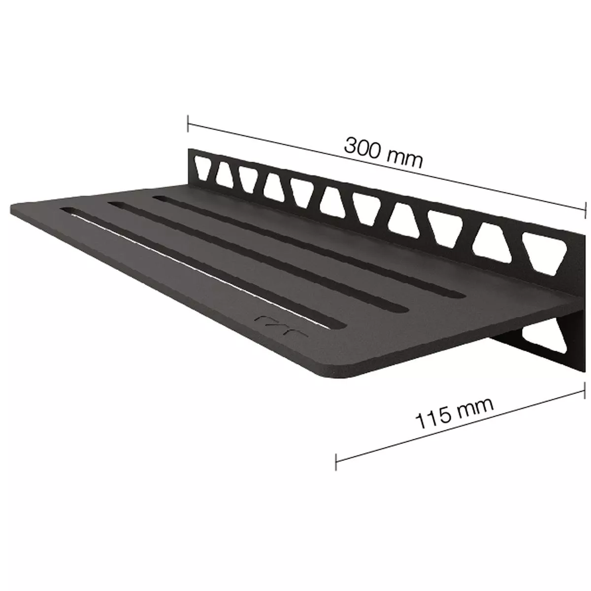 Zuhanypolc fali polc Schlüter téglalap 30x11,5cm hullám antracit