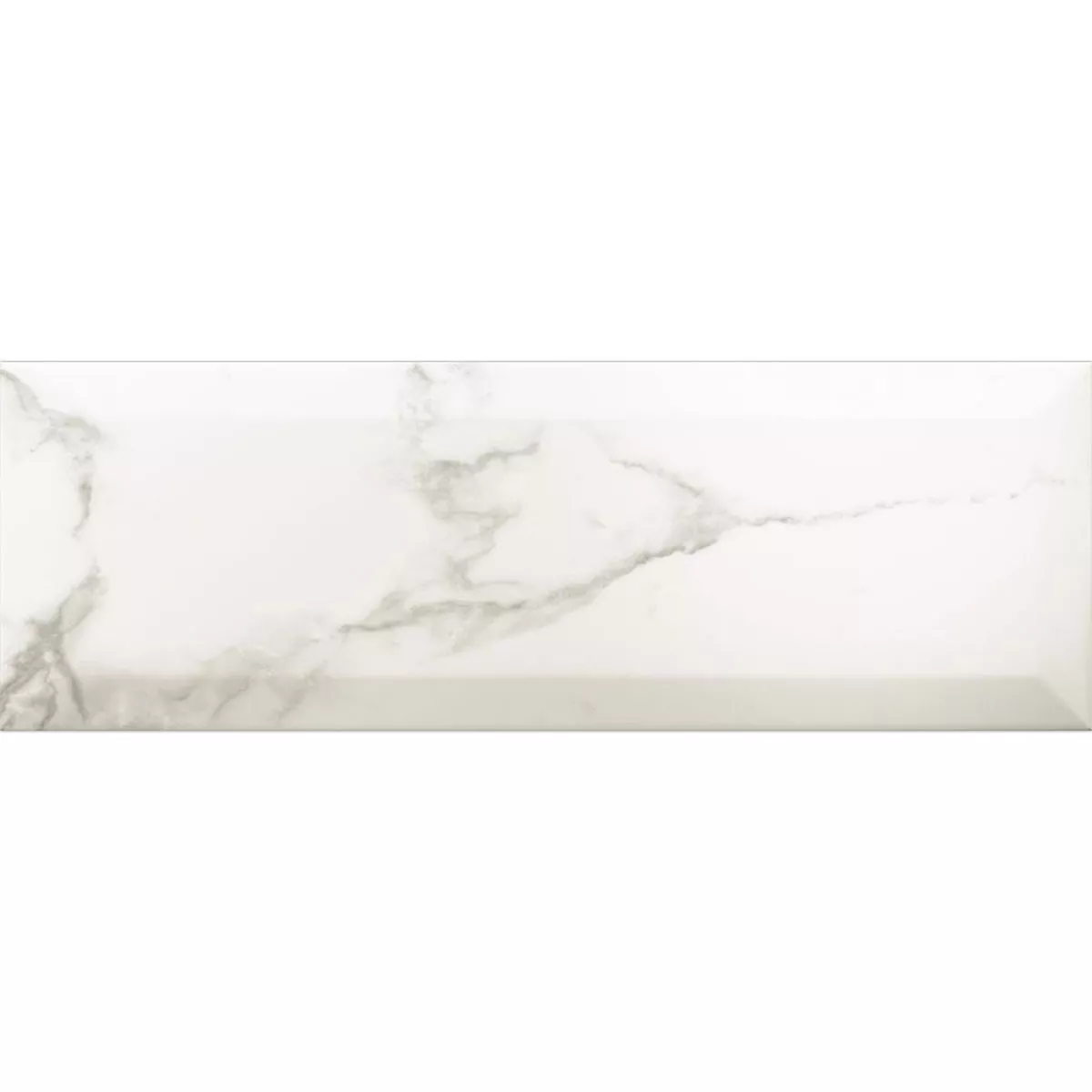 Metro Veggfliser Girona Marmor Utseende Fasett Hvit Frostet 10x30cm