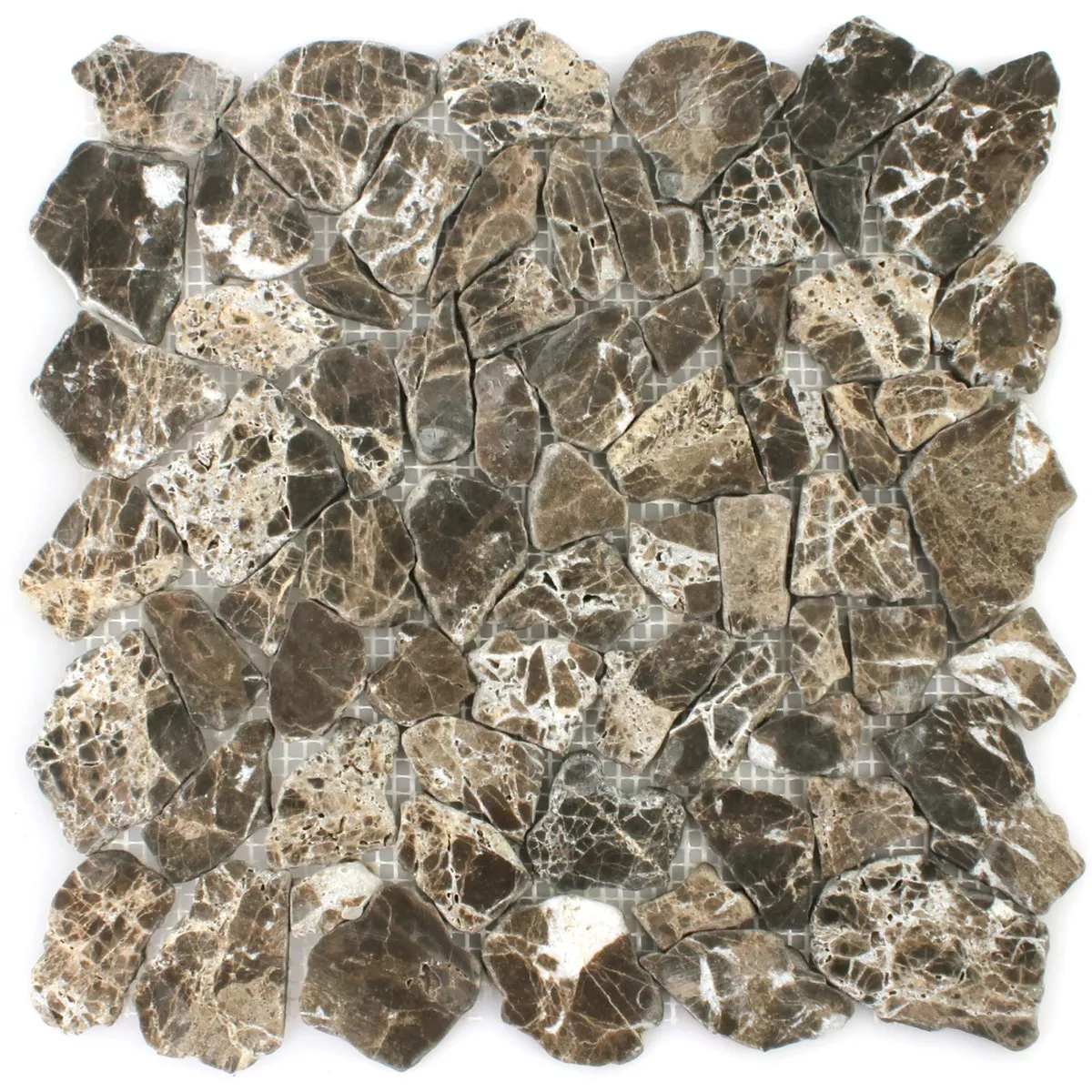 Sample Mosaic Tiles Broken Marble Impala Brown Geflammt