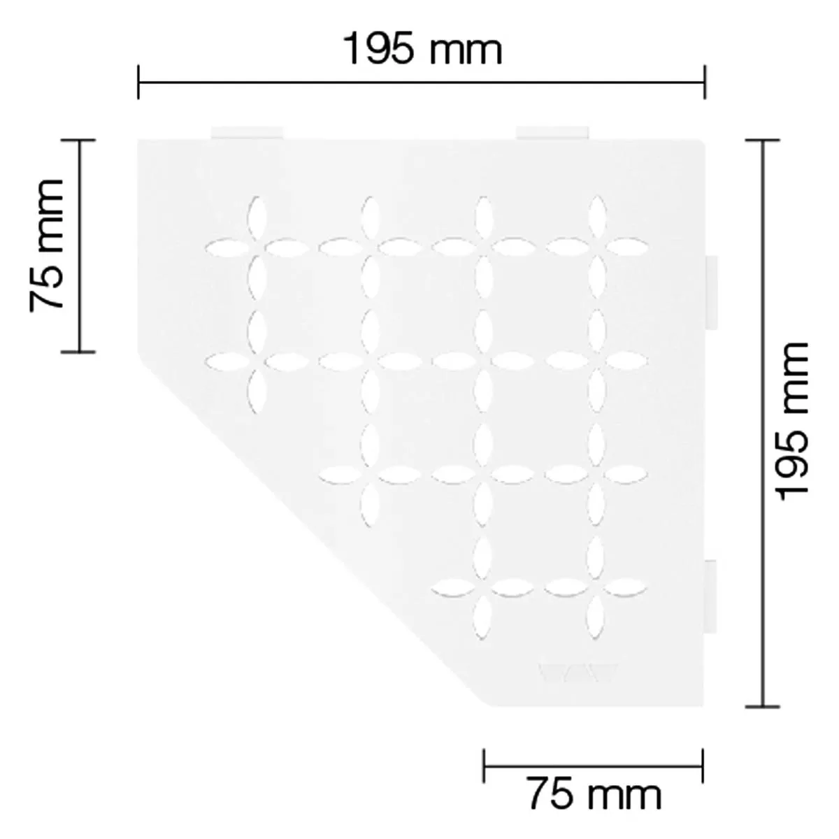 Mensola a muro Mensola per doccia Schlüter a 5 angoli 19,5x19,5 cm floreale bianco