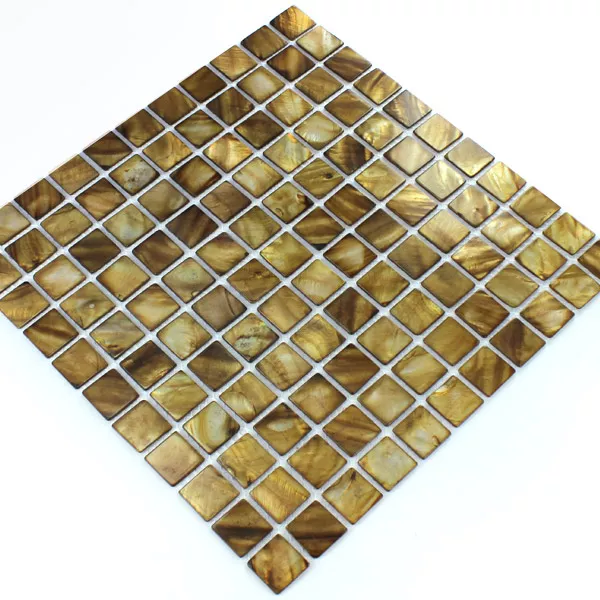 Azulejo Mosaico Vidro Efeito Madrepérola 25x25x2mm Marrom