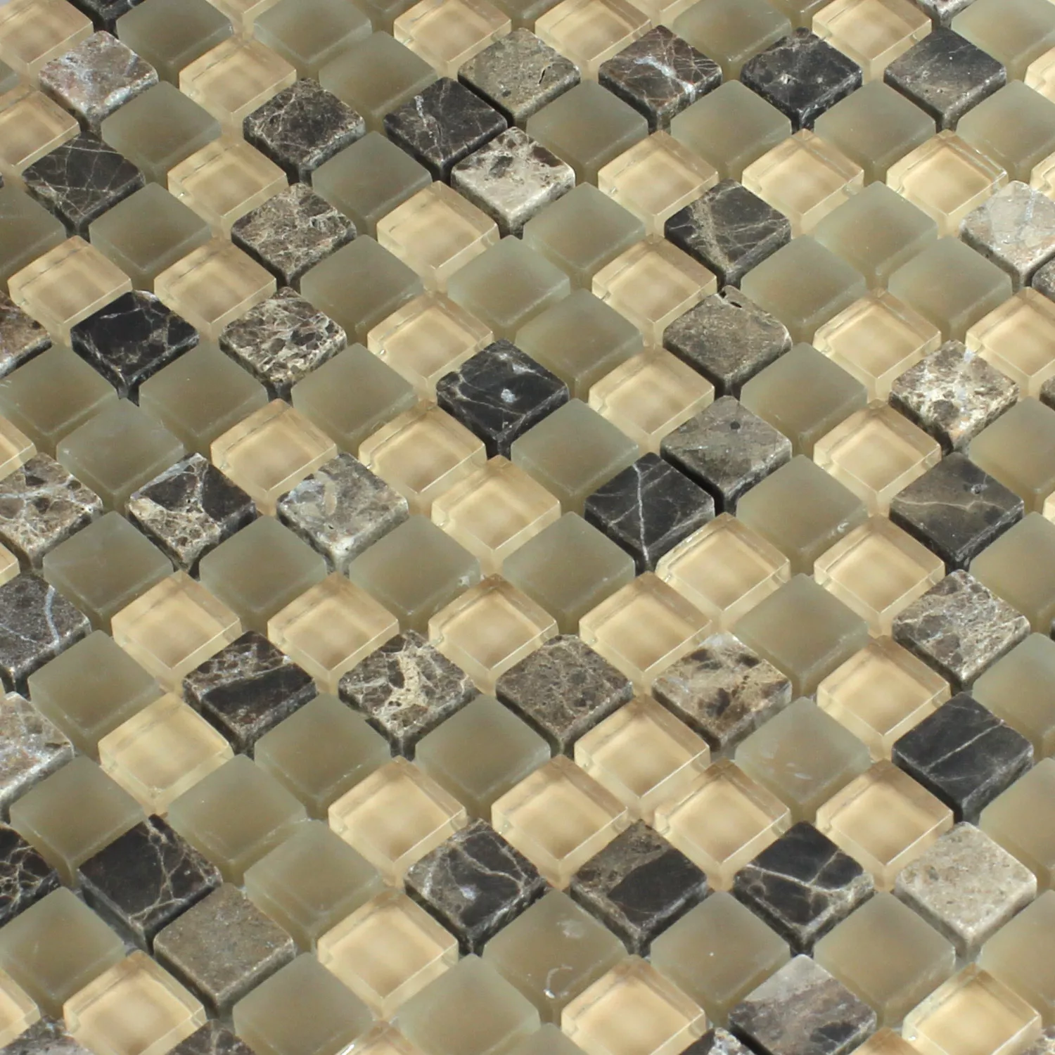 Mozaika Szkło Marmur 15x15x8mm Brązowy Beżowy Mix