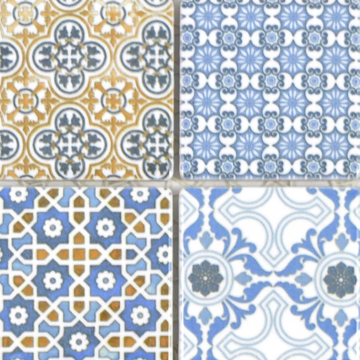 Sample Ceramic Mosaic Tiles Daymion Retro Optic Blue Brown 