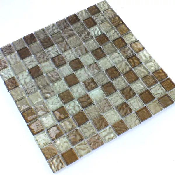 Mosaico Vetro 25x25x6mm Ambra Marrone Mix