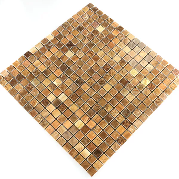 Azulejo Mosaico Mármore Marrom Polido 15x15x7mm