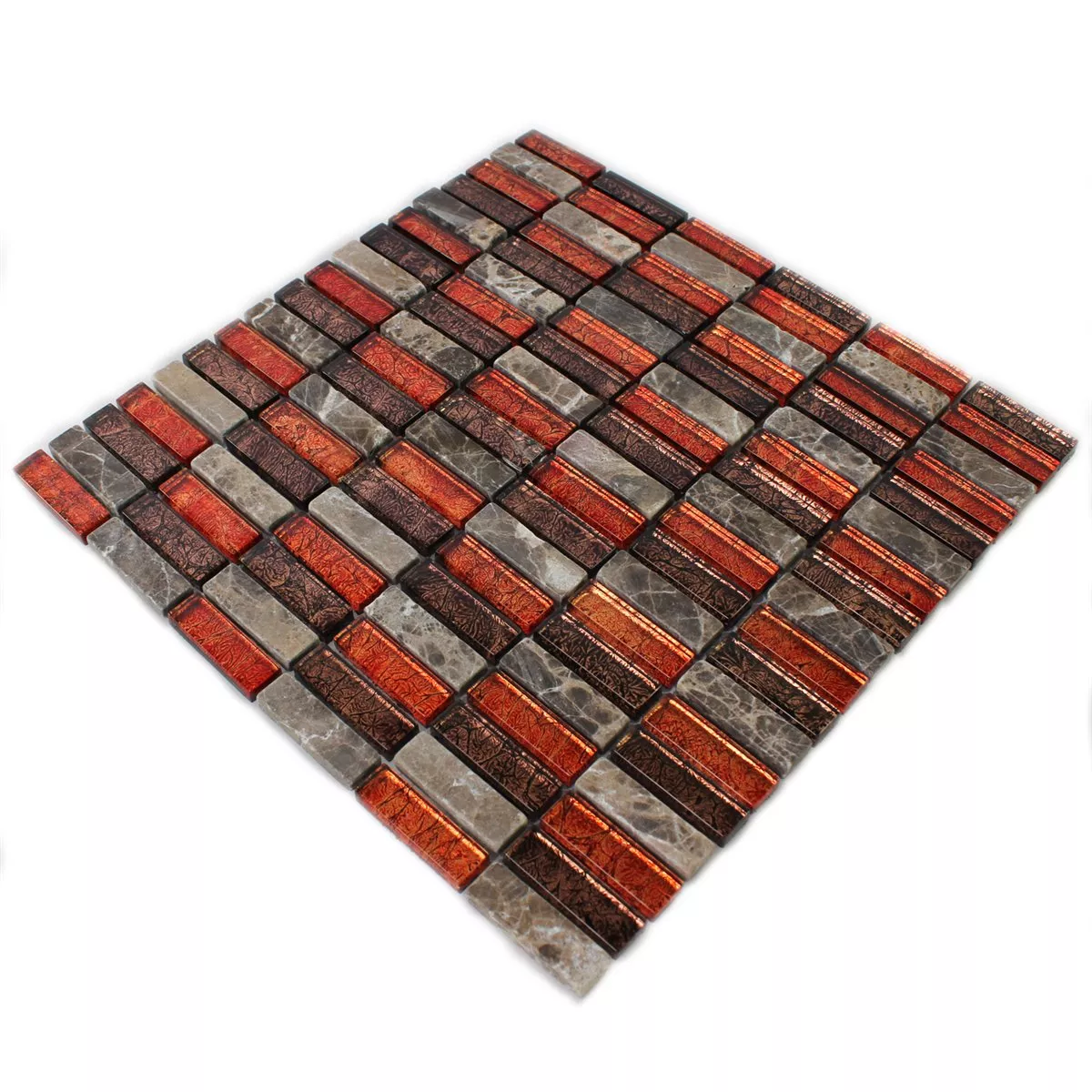 Mosaic Tiles Natural Stone Glass Red Brown Stick