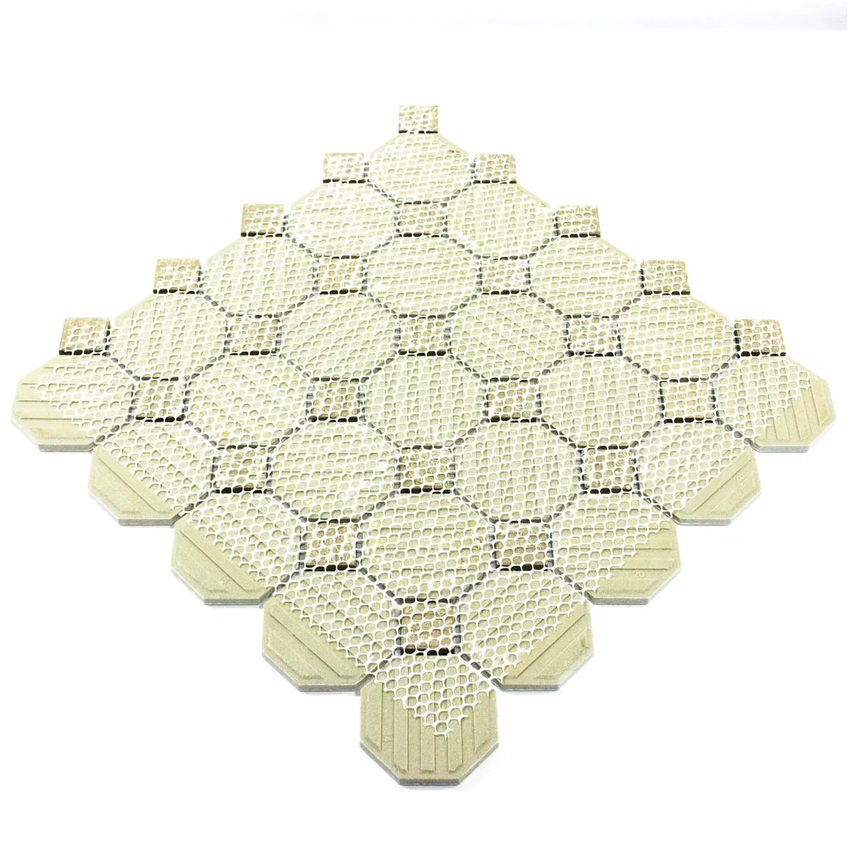 Muster von Mosaikfliesen Keramik Octagon Navajo Weiß
