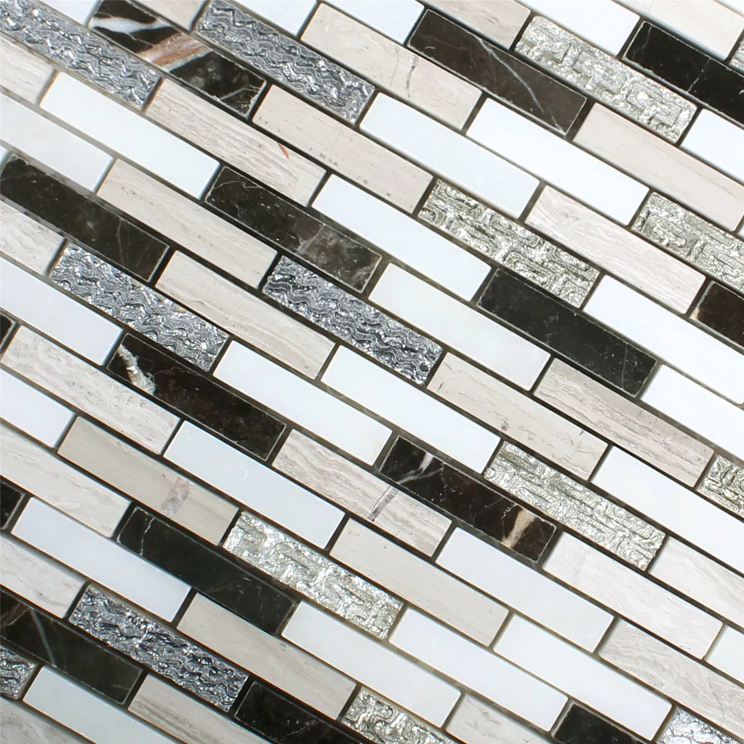 Azulejo Mosaico Sicilia Prata Marrom Branco Cinza Brick