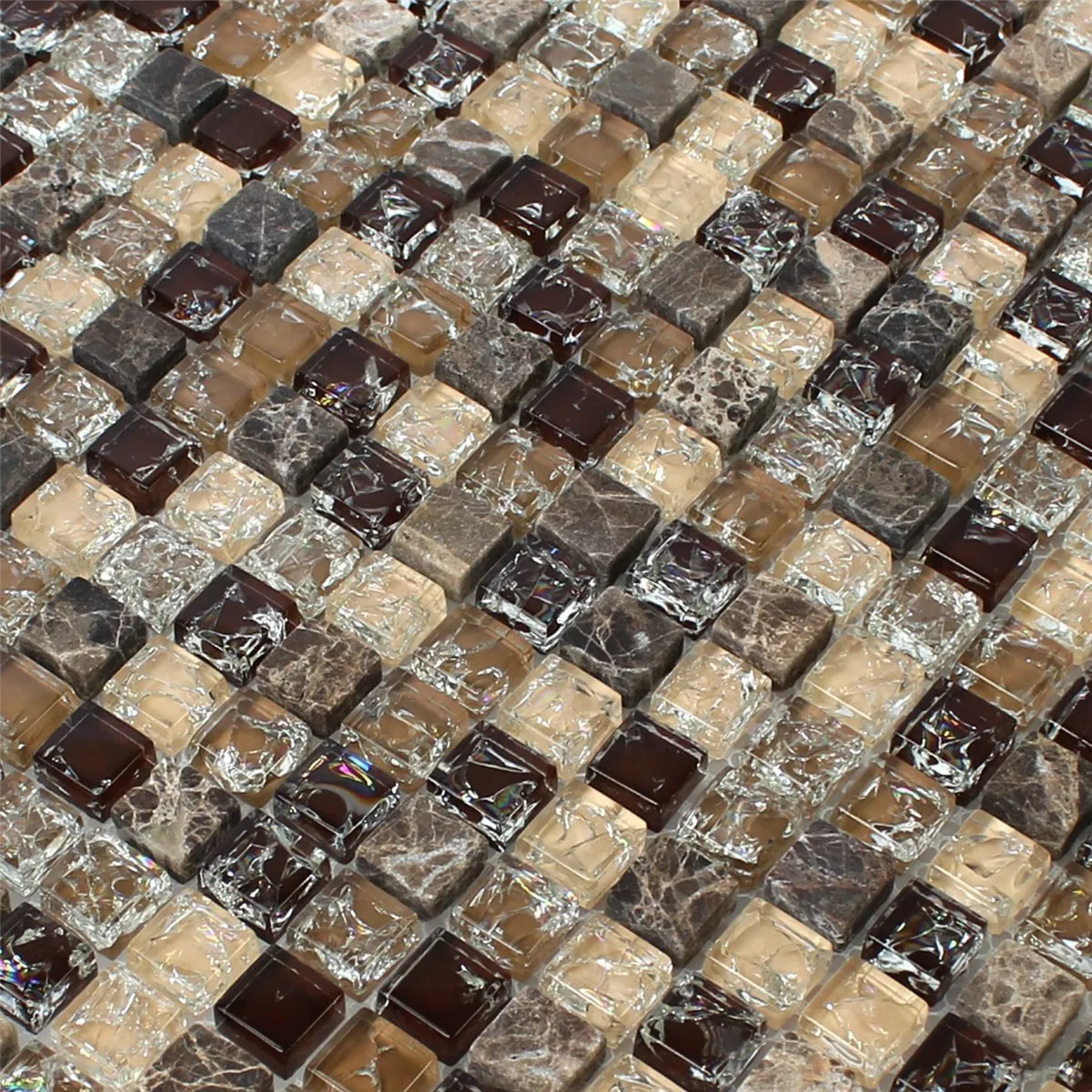 Mosaic Tiles Glass Natural Stone Broken Dark Emperador