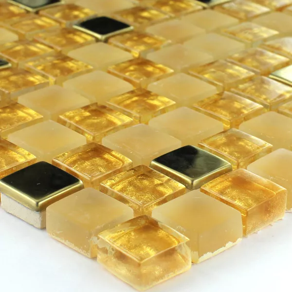 Sample Mosaic Tiles Glass Stainless Steel Gold