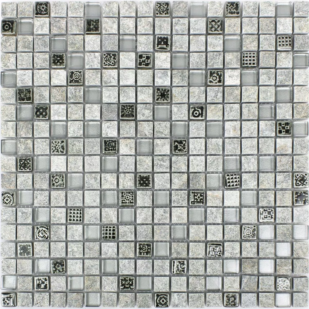 Üveg Természetes Kő Gyanta Mozaik Csempe Zimtente Szürke