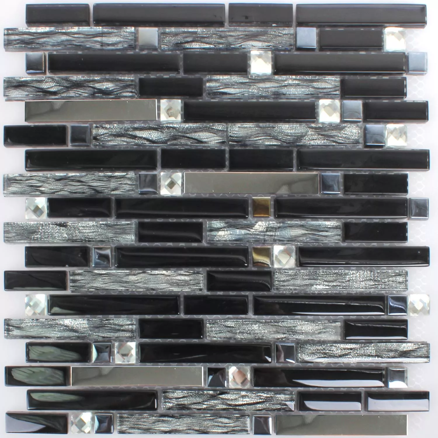 Plăci De Mozaic Sticlă Metal Latoya Argint Negru