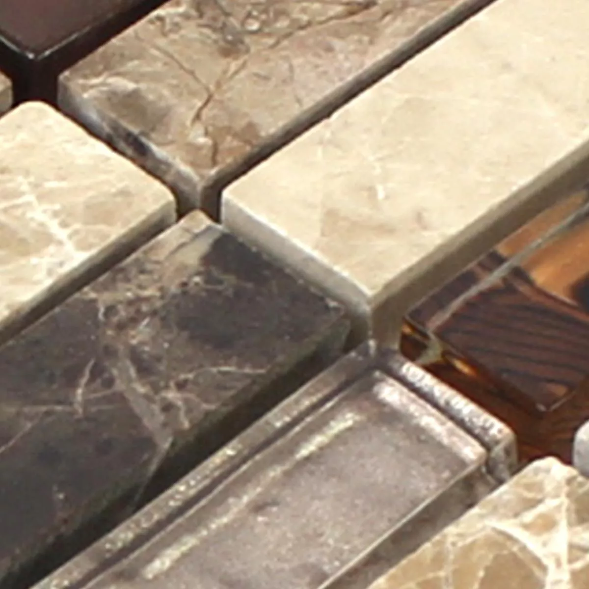 Sample Mozaïektegel Glas Natuursteen Beige Bruin
