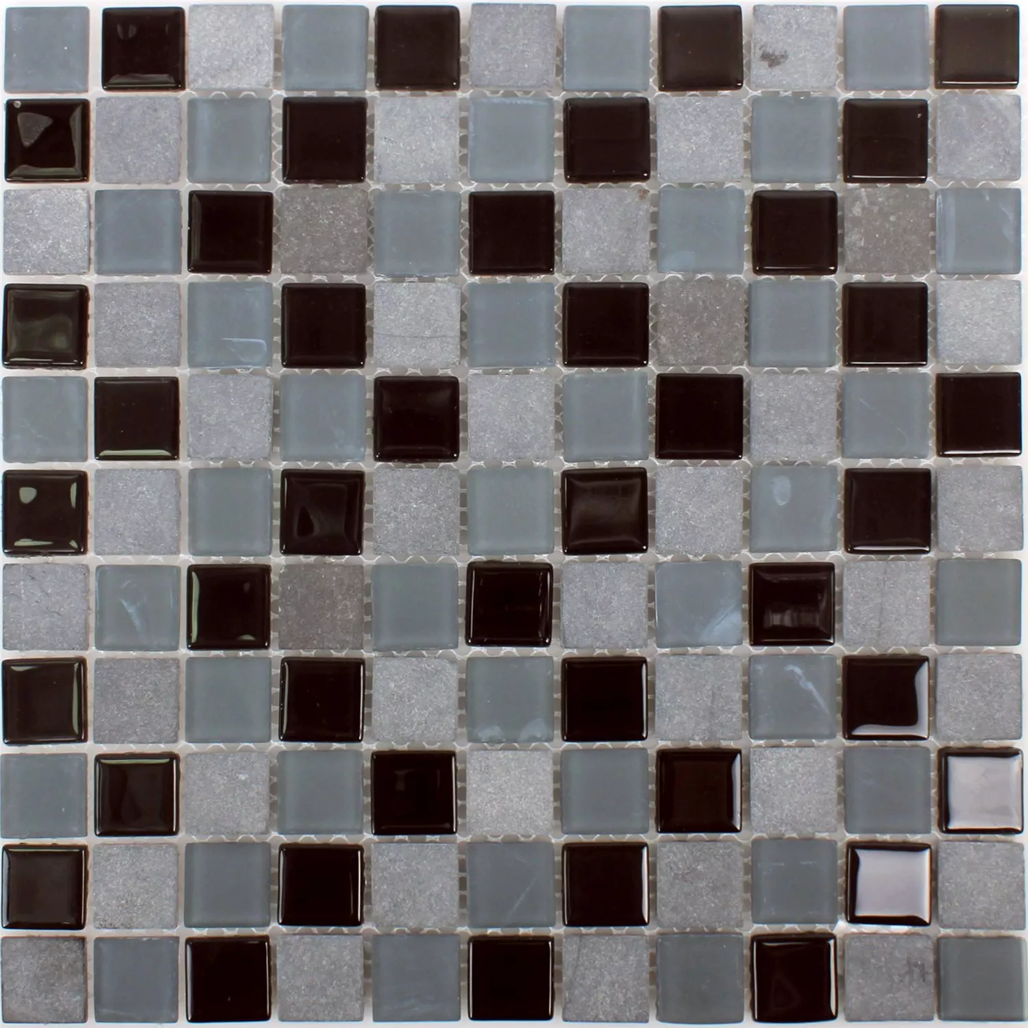 Mosaico Marmo Vetro Mix Kobra Nero Grigio 25