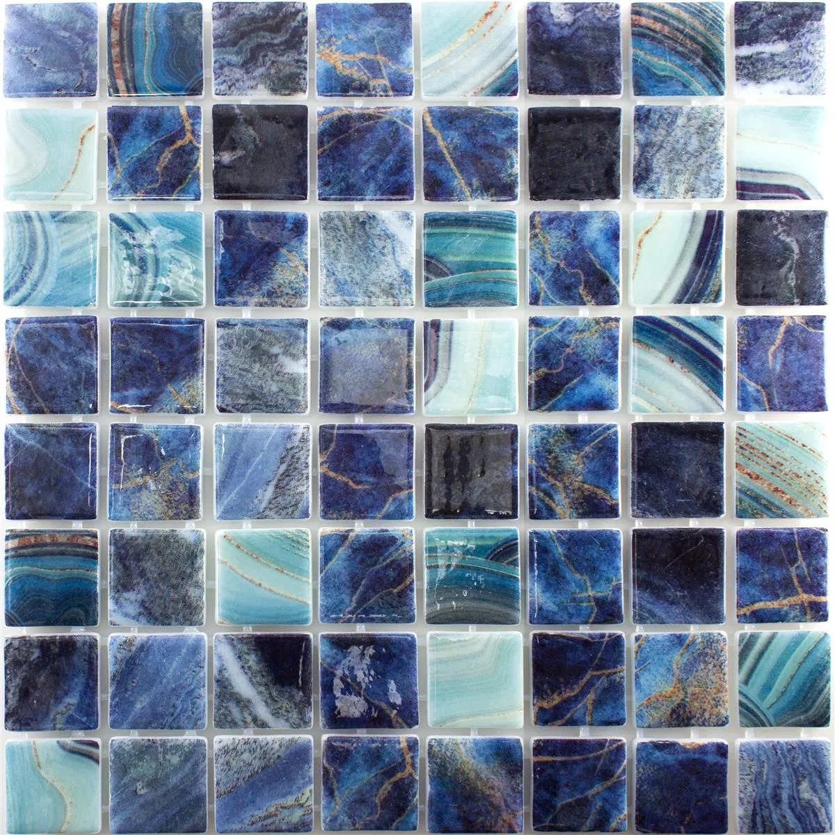 Glass Mosaic Swimming Pool Baltic Blue Cyan 38x38mm