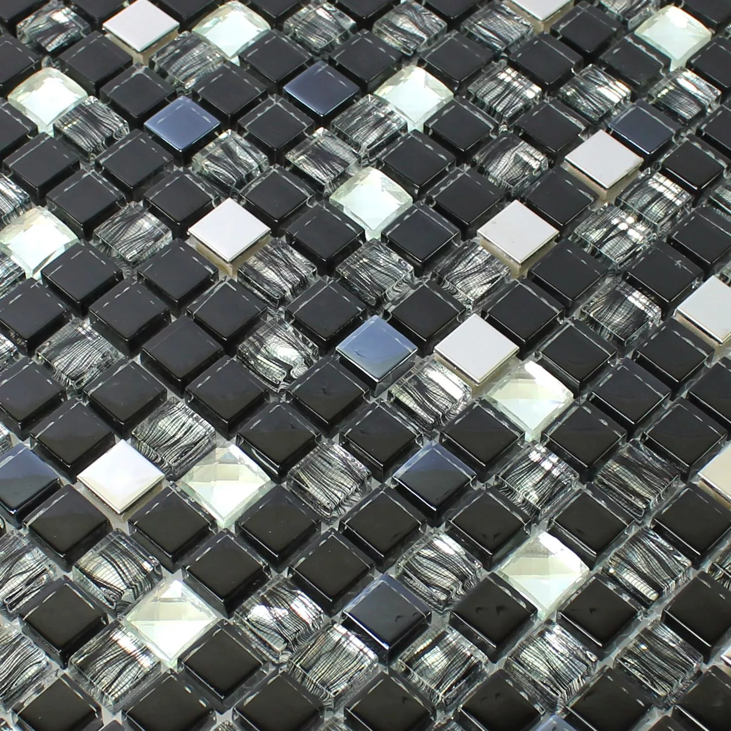 Campione Mosaico Vetro Metallo Nero Mix 