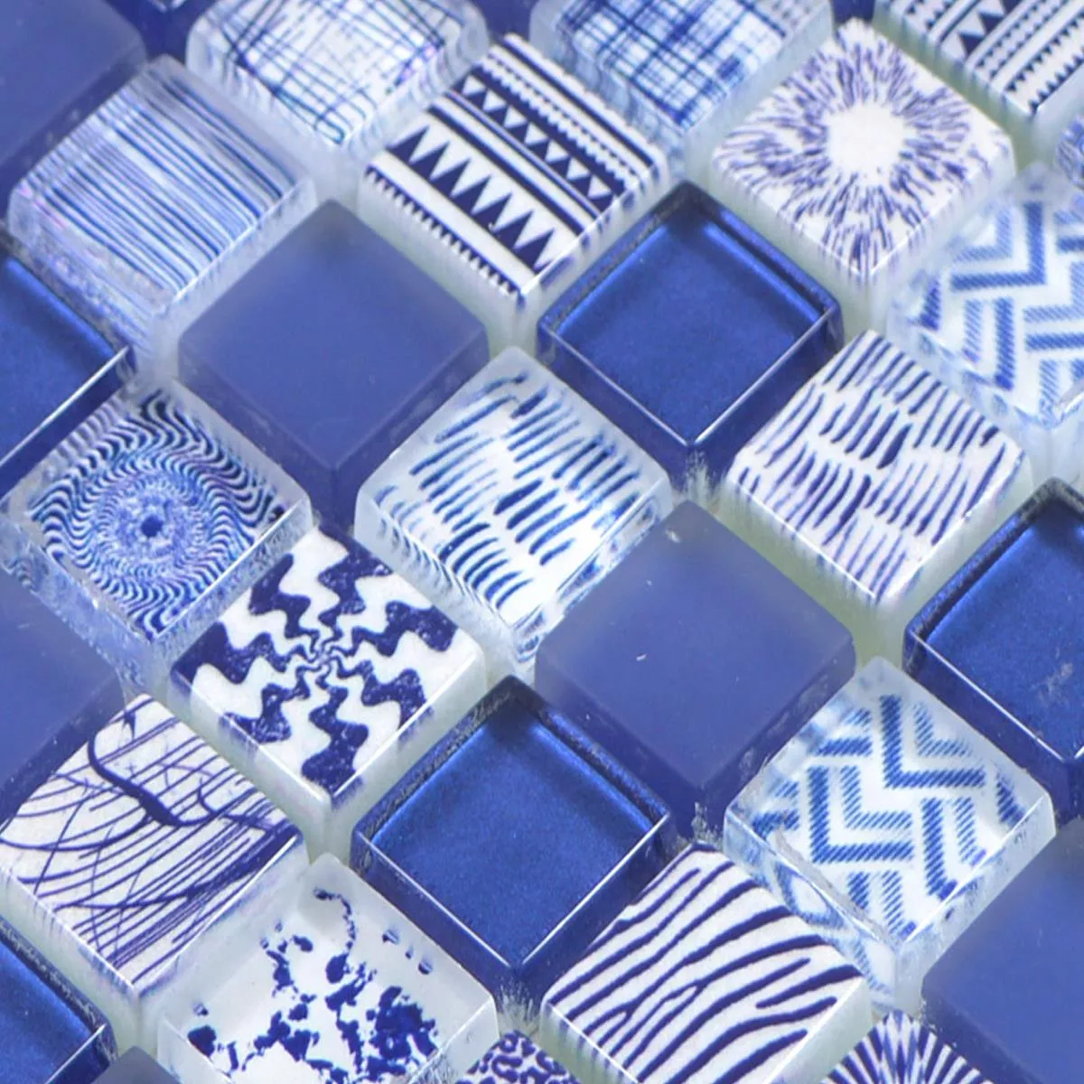 Próbka Mozaika Szklana Płytki Cornelia Retro Optyka Niebieski