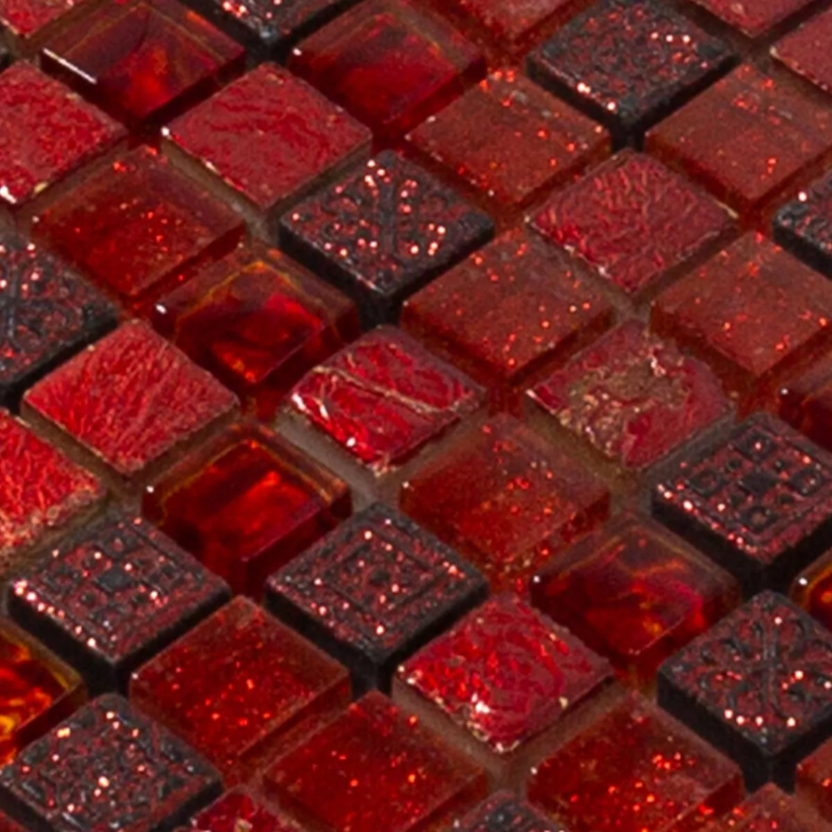 Prøve Glasmosaik Natursten Fliser Cleopatra Rød