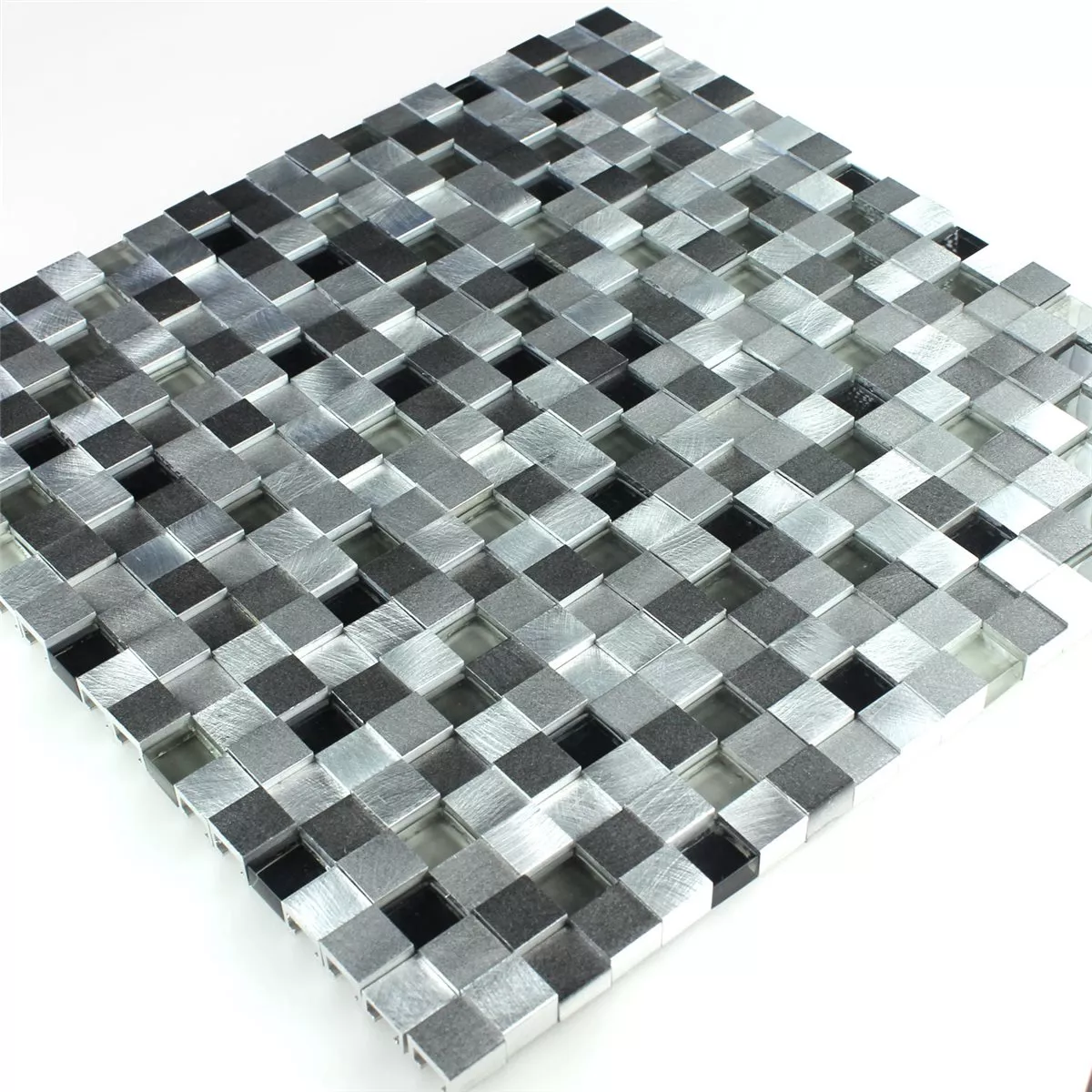Mosaico Alluminio Vetro 3D Design Black Mix