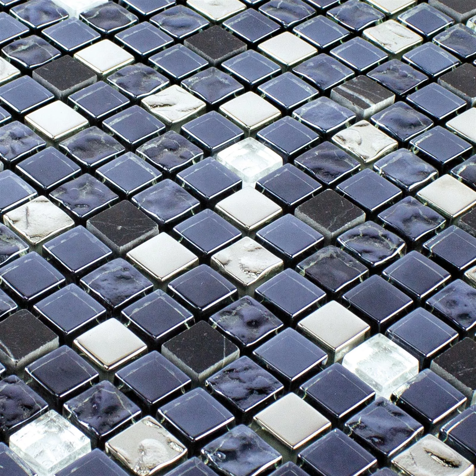 Sklo Přírodní Kámen Keramická Mozaika Cooktown Černá Stříbrná